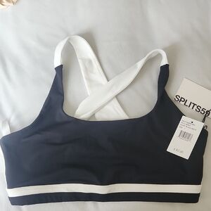 Splits59 Black and White Cross-Back Sports Bra